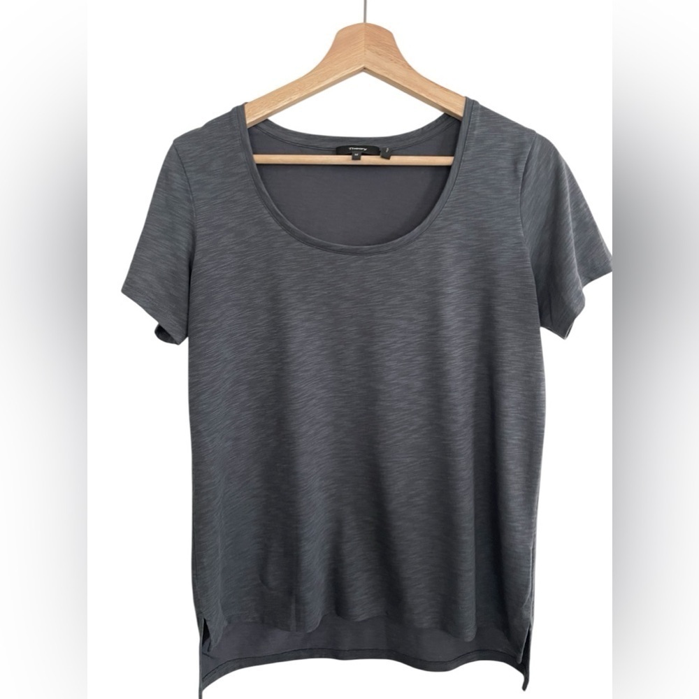 Theory Slub Modal Scoop Neck Tee Slate Gray Medium Easy Fit
